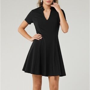 Gilli dress sz:S Black Ruffle Neck Fit & Flare Romantic Feminine Office Siren‎